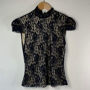 Laundry Black Lace Top XS